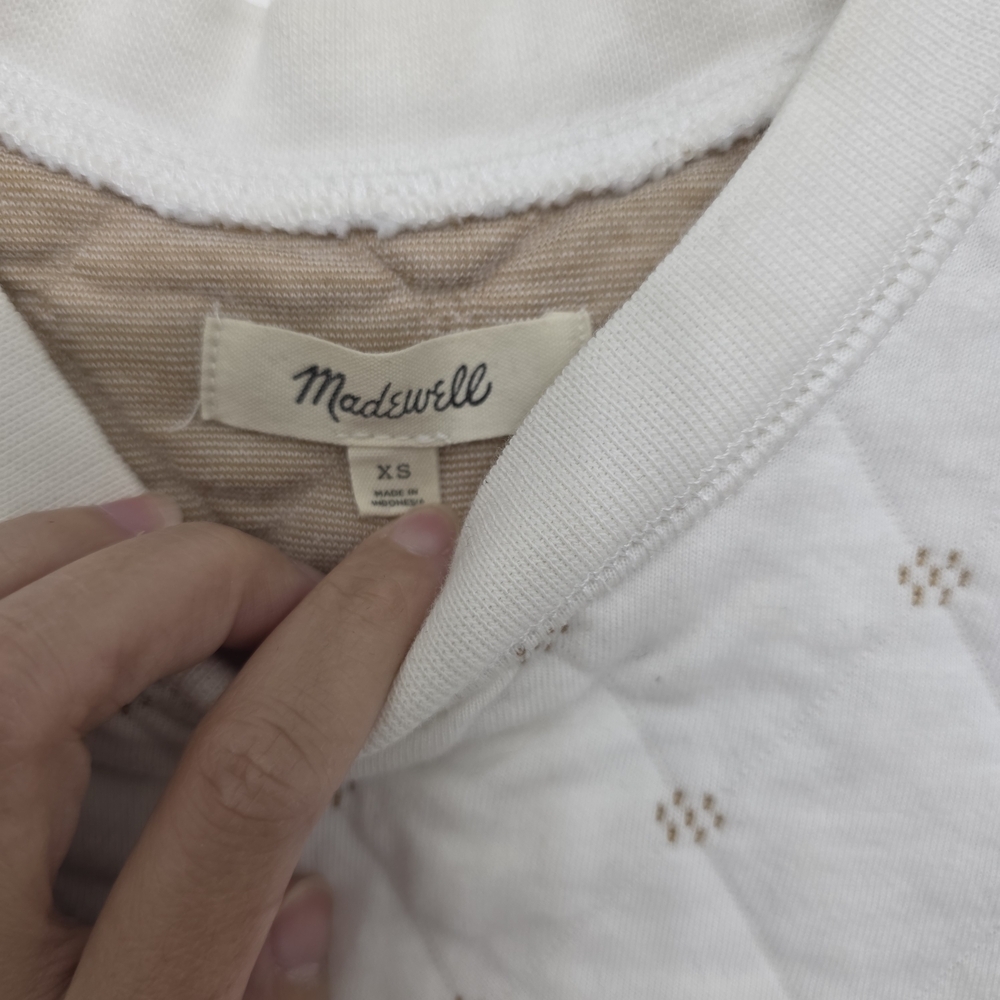 Madewell Ivory Diamond-Pattern Crew Neck Sweater - Picture 5 of 8